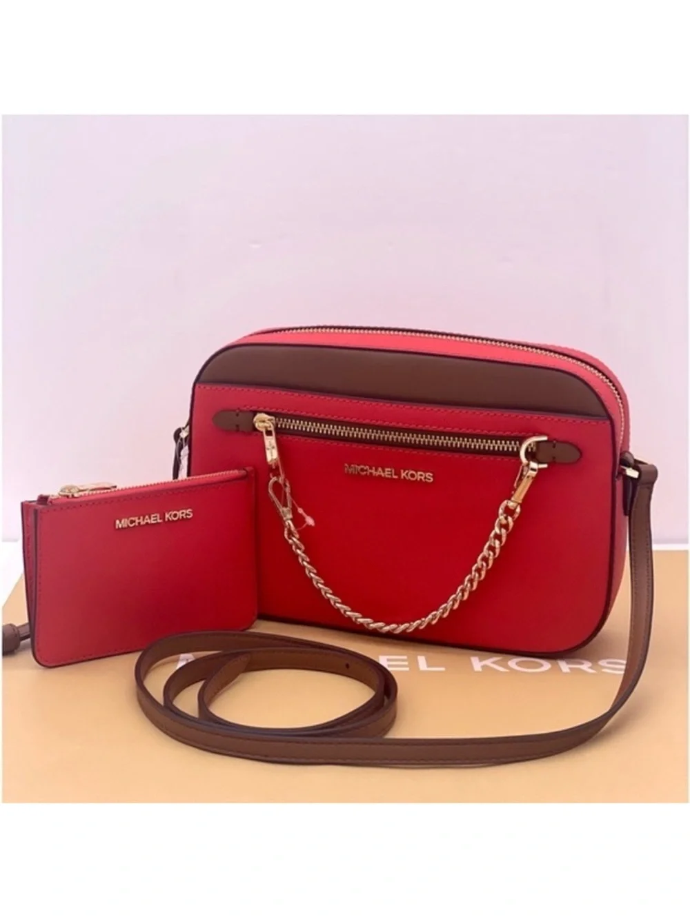 MICHAEL KORS ZIP CHAIN CROSSBODY & SMALL WALLET COINPOUCH